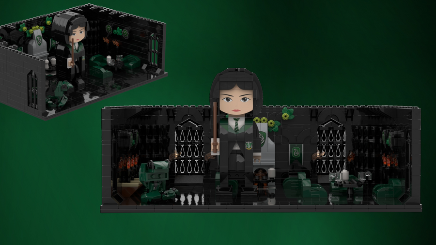 Pansy Parkinson Figurine Slytherin Common Room Set