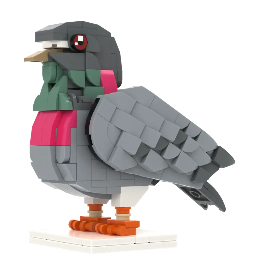 Left-side view of Popal pigeon toy — animal-themed collectible featuring detailed feather design